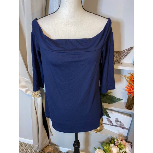 NWT $49.99 New Navy Blue size Large Ann Taylor Factory Top - Picture 1 of 6